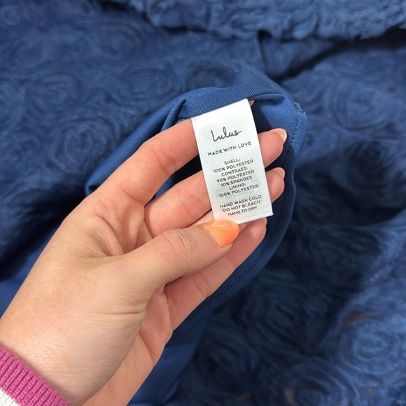 NWT Lulus Enchanting Event Navy Blue Strapless 3D Applique Maxi Dress Size XS - Picture 12 of 13